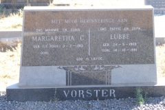 Vorster, Margaretha born Le Roux 03 February 1913 + Lubbe born 24 May 1909 died 14 October 1981