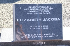 Hugo, Elzabeth Jacoba born 21 December 1934 died 29 February 2008
