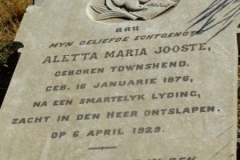Jooste, Aletta Maria nee Townshend born 16 January 1876 died 06 April 1929
