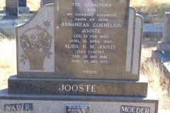 Jooste, Annanieas Cornelius born 13 February 1892 died 10 April 1960 + Alida HM nee Cloete born 29 May 1896 died 19 May 1973
