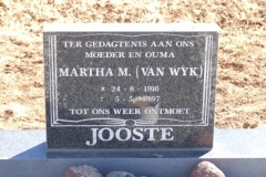 Jooste, Martha nee Van Wyk born 24 August 1916 died 05 May 1997
