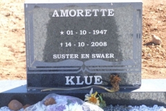 Klue, Amorette born 01 October 1947 died 14 October 2008