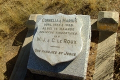 Le Roux, Cornelia + Marius children of WJ + C died 1933 + 1938 both 14 months old