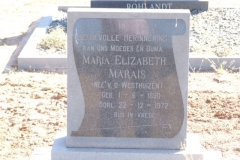 Marais Maria Elizabeth born Van der Westhuizen 01 June 1890 died 22 December 1972