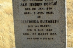 Nortje, Jan Hendrik born 20 January 1850 died 08 August 1929 + Gertruida Elizabeth nee Van Blerk born 05 August 1862 died 23 March 1933