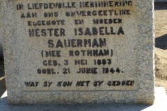 Sauerman, Hester Isabella nee Rothman born 03 May 1883 died 21 June 1944