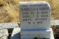 Van Aarde, Isabella born 22 February 1926 died 07 March 1929