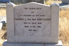 Van der Westhuizen, L van der Westhuizen born 27 July 1878 died 09 October 1921