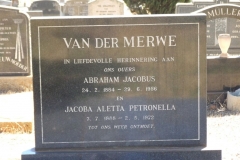 Van der Merwe, Abraham Jacobus + Jacoba Aletta Petronella