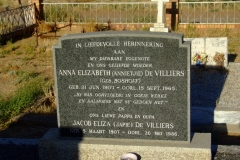 De Villiers, Anna Elizabeth (Boshoff) + De Villiers, Jacob Eliza