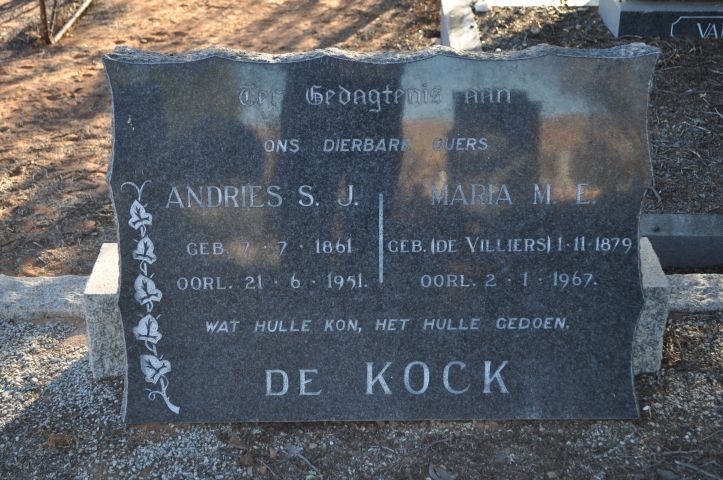 De Kock, Andries + Maria M gebore De Villiers