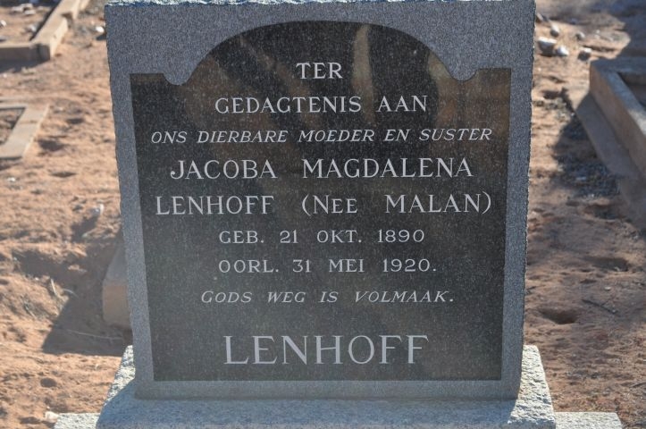 Lenhoff, Jacoba Magdalena nee Malan