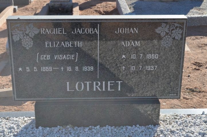Lotriet, Adam + Elizabeth gebore Visagie