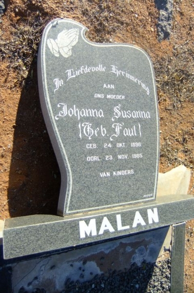 Malan, Johanna Susanna gebore Faul