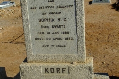 Korff, Sophia MC nee Swart born 10 January 1890 died 20 April 1953