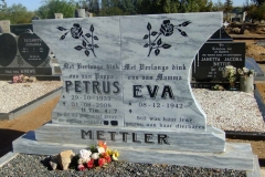 Mettler, Petrus born 29 October 1939 died 31 August 2008 and Eva born 08 December 1942