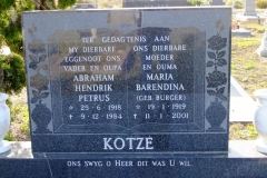 Kotzé, Abraham Hendrik Petrus + Maria Barendina