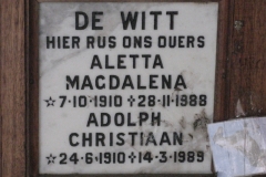 De Witt, Aletta Magdalena + De Witt, Adolph Christiaan