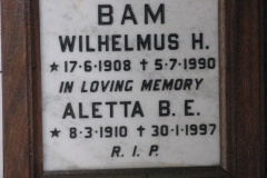 Bam, Wilhelmus H. + Bam, Aletta B. E.