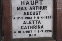 Haupt, Max Arthur August + Haupt, Aletta Catherina