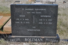 Boltman, Kollie born 11 September 1880 died 21 May 1970 + Hendrina born 08 August 1890 died 03 February 1963 van Sewefontein