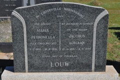 Louw, Maria Petronella nee Engelbrecht born 05 February 1892 died 18 August 1976 + Jacobus Adriaan born 21 September 1887 died 04 August 1956