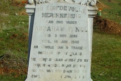 Nel, Abraham P born 03 November 1886 died 14 January 1945 as gevolg van n tragiese ongeluk op sy plaas.