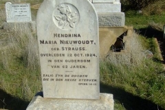 Niewoudt, Hendrina Maria nee Strauss died 22 October 1924 aged 62 years