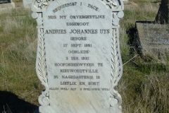 Uys, Andries Johannes born 27 September 1881 died 03 December 1931 hoof onderwyser te Niewoudtville