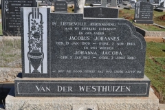 Van der Westhuizen, Jacobus Johannes born 19 January 1909 died 02 November 1960 + Johanna Jacoba born 03 January 1912 died 03 June 1990