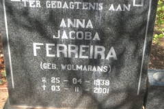 Ferreira, Anna Jacoba nee Wolmarans