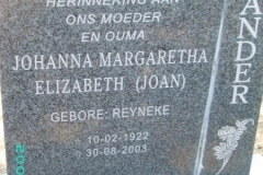 Stander, Johanna Margaretha Elizabeth nee Reyneke