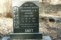 Smit, Hendrika J.W. (Hannah) gebore Laing